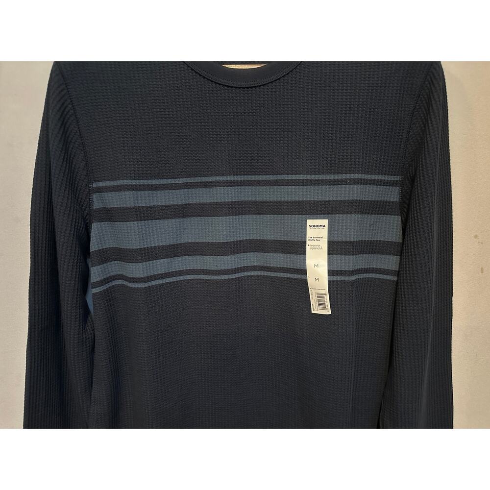 Men’s Sonoma Blue Striped Waffle Tee Size M - Picture 2 of 5